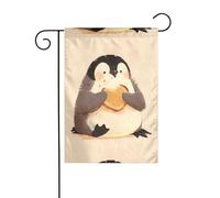 YYHWHJDE Piccolo pinguino che mangia il pane Immagine Giardino pennone esterno cortile decorazione su entrambi i lati 30,5 x 45,7 cm