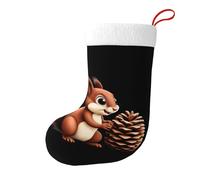 YYHWHJDE Piccolo scoiattolo che ruba pigne Immagine Calze decorative natalizie Calza Colori vivaci aggiungono un'atmosfera festosa