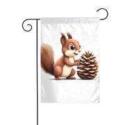 YYHWHJDE Piccolo scoiattolo rubare pigne Immagine Giardino pennone esterno cortile decorazione su entrambi i lati 30,5 x 45,7 cm