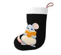 YYHWHJDE Piccolo topo che legge un libro Immagine Natale Calzini decorativi Calza Colori vivaci aggiungono un'atmosfera festosa