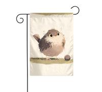 YYHWHJDE Piccolo uccello grigio che gioca con la palla Immagine Giardino pennone esterno decorazione cortile su entrambi i lati 30,5 x 45,7 cm