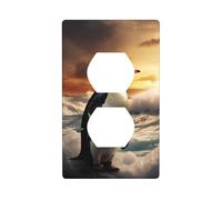 YYHWHJDE Pinguino stampa mare doppio pannello da parete presa elettrica copertura piastra decorazione resistente al calore 11,4 x 7 cm