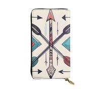 YYHWHJDE Pochette lunga colorata disegnata a mano con frecce in stile bohémien, in pelle di qualità, progettata per ragazze e donne alla moda, elegante, 19 x 10,5 cm, Nero , Taglia unica