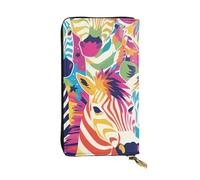 YYHWHJDE Pochette lunga in pelle colorata con zebra arcobaleno, progettata per ragazze e donne alla moda, elegante, 19 x 10,5 cm, Nero , Taglia unica