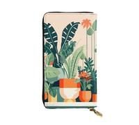 YYHWHJDE Pochette lunga in pelle con immagine di una piccola pianta verde, progettata per ragazze e donne alla moda, elegante e personalizzata, 19 x 10,5 cm, nero, taglia unica, Nero , Taglia unica
