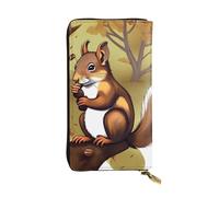 YYHWHJDE Pochette lunga in pelle con stampa scoiattolo Nut-eating Design per ragazze e donne alla moda elegante e personalizzato 19 x 10,5 cm, nero, taglia unica, Nero , Taglia unica