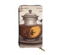 YYHWHJDE Pochette lunga in pelle di agata color foglia di tè progettata per ragazze e donne alla moda, elegante, 19 x 10,5 cm, Nero , Taglia unica