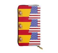 YYHWHJDE Pochette lunga in pelle di qualità con bandiera della Spagna americana, progettata per ragazze e donne alla moda, elegante, 19 x 10,5 cm, Nero , Taglia unica