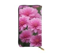 YYHWHJDE Pochette lunga in pelle di qualità con bellissimi fiori rosa, progettata per ragazze e donne alla moda, elegante, 19 x 10,5 cm, Nero , Taglia unica