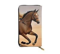 YYHWHJDE Pochette lunga in pelle di qualità con cavallo in corsa nel deserto tempesta di sabbia progettata per ragazze e donne alla moda elegante 19 x 10,5 cm, Nero , Taglia unica