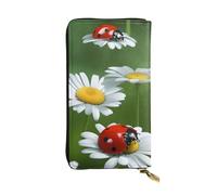 YYHWHJDE Pochette lunga in pelle di qualità con coccinella su margherita, progettata per ragazze e donne alla moda, elegante, 19 x 10,5 cm, Nero , Taglia unica