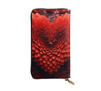 YYHWHJDE Pochette lunga in pelle di qualità con cuore rosso e fiore di San Valentino, progettato per ragazze e donne alla moda, elegante, 19 x 10,5 cm, Nero , Taglia unica