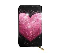 YYHWHJDE Pochette lunga in pelle di qualità con cuore rosso glitterato rosa progettato per ragazze e donne alla moda elegante 19 x 10,5 cm, Nero , Taglia unica