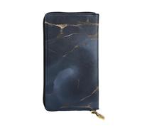 YYHWHJDE Pochette lunga in pelle di qualità con effetto marmo blu scuro progettato per ragazze e donne alla moda, elegante, 19 x 10,5 cm, Nero , Taglia unica