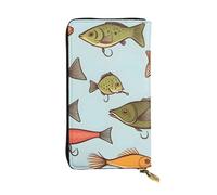 YYHWHJDE Pochette lunga in pelle di qualità con esca da pesca, progettata per ragazze e donne alla moda, elegante, 19 x 10,5 cm, Nero , Taglia unica