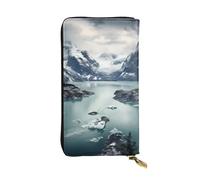 YYHWHJDE Pochette lunga in pelle di qualità con fiordo glaciale, Alaska, progettata per ragazze e donne alla moda, elegante, 19 x 10,5 cm, Nero , Taglia unica