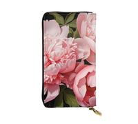 YYHWHJDE Pochette lunga in pelle di qualità con fiori di peonia progettata per ragazze e donne alla moda, elegante, 19 x 10,5 cm, Nero , Taglia unica