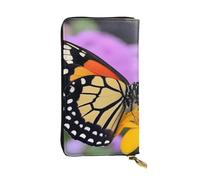 YYHWHJDE Pochette lunga in pelle di qualità con fiori e farfalle, progettata per ragazze e donne alla moda, elegante, 19 x 10,5 cm, Nero , Taglia unica