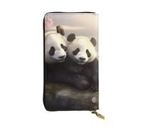 YYHWHJDE Pochette lunga in pelle di qualità, con grazioso motivo panda, progettato per ragazze e donne alla moda, elegante, 19 x 10,5 cm, Nero , Taglia unica