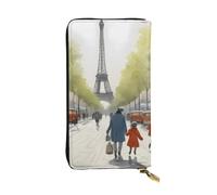 YYHWHJDE Pochette lunga in pelle di qualità con immagine della Torre Eiffel di Parigi, design per ragazze e donne alla moda, 19 x 10,5 cm, Nero , Taglia unica