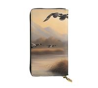 YYHWHJDE Pochette lunga in pelle di qualità con immagine di anatre selvatiche in volo di caccia progettata per ragazze e donne alla moda elegante 19 x 10,5 cm, Nero , Taglia unica