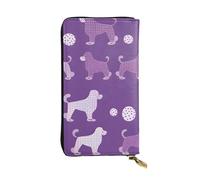 YYHWHJDE Pochette lunga in pelle di qualità con immagine di barboncino viola, progettata per ragazze e donne alla moda, elegante, 19 x 10,5 cm, Nero , Taglia unica