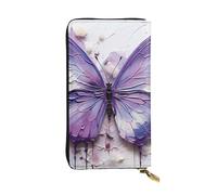 YYHWHJDE Pochette lunga in pelle di qualità con immagine di farfalla con pittura a olio viola, progettata per ragazze e donne alla moda, elegante, 19 x 10,5 cm, Nero , Taglia unica
