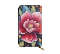 YYHWHJDE Pochette lunga in pelle di qualità con immagine di fiori e diamanti progettata per ragazze e donne alla moda, elegante 19 x 10,5 cm, Nero , Taglia unica