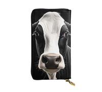 YYHWHJDE Pochette lunga in pelle di qualità con immagine di mucca bianca e nera, progettata per ragazze e donne alla moda, elegante, 19 x 10,5 cm, Nero , Taglia unica