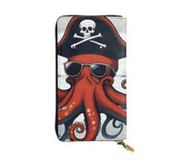 YYHWHJDE Pochette lunga in pelle di qualità con immagine di polpo pirata a vela, progettata per ragazze e donne alla moda, elegante, 19 x 10,5 cm, Nero , Taglia unica