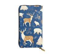 YYHWHJDE Pochette lunga in pelle di qualità, con motivo a cervo e orso, design alla moda, per ragazze e donne, elegante, 19 x 10,5 cm, Nero , Taglia unica