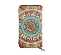 YYHWHJDE Pochette lunga in pelle di qualità con motivo mandala, progettata per ragazze e donne alla moda, elegante, 19 x 10,5 cm, Nero , Taglia unica