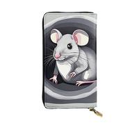 YYHWHJDE Pochette lunga in pelle di qualità con motivo mouse nel buco, progettato per ragazze e donne alla moda, elegante, 19 x 10,5 cm, Nero , Taglia unica