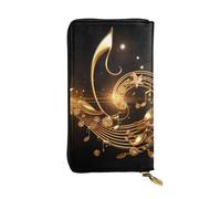 YYHWHJDE Pochette lunga in pelle di qualità con nota musicale dorata con stampa a stella lucida, progettata per ragazze e donne alla moda, elegante, 19 x 10,5 cm, nero, taglia unica, nero, Taglia