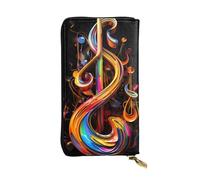 YYHWHJDE Pochette lunga in pelle di qualità con note musicali colorate, progettata per ragazze e donne alla moda, elegante, 19 x 10,5 cm, Nero , Taglia unica