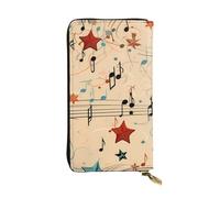 YYHWHJDE Pochette lunga in pelle di qualità con note musicali vintage, progettata per ragazze e donne alla moda, elegante, 19 x 10,5 cm, Nero , Taglia unica
