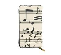 YYHWHJDE Pochette lunga in pelle di qualità con note musicali vintage, progettata per ragazze e donne alla moda, elegante, 19 x 10,5 cm, Nero , Taglia unica