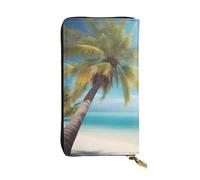 YYHWHJDE Pochette lunga in pelle di qualità con palme e mare trasparente, progettato per ragazze e donne alla moda, elegante, 19 x 10,5 cm, Nero , Taglia unica