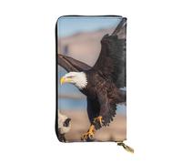 YYHWHJDE Pochette lunga in pelle di qualità con stampa 3D con aquila calva progettata per ragazze e donne alla moda, elegante, 19 x 10,5 cm, Nero , Taglia unica