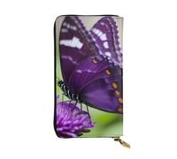 YYHWHJDE Pochette lunga in pelle di qualità con stampa a farfalla viola, progettata per ragazze e donne alla moda, elegante, 19 x 10,5 cm, Nero , Taglia unica