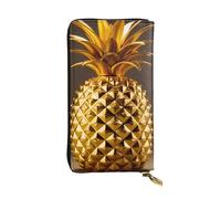 YYHWHJDE Pochette lunga in pelle di qualità con stampa ananas dorata, progettata per ragazze e donne alla moda, elegante, 19 x 10,5 cm, nero, taglia unica, nero, Taglia unica
