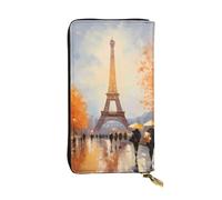 YYHWHJDE Pochette lunga in pelle di qualità con stampa della Torre Eiffel Parigi, progettata per ragazze e donne alla moda, elegante, 19 x 10,5 cm, Nero , Taglia unica