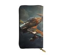 YYHWHJDE Pochette lunga in pelle di qualità con stampa di aerei da guerra progettata per ragazze e donne alla moda, elegante 19 x 10,5 cm, Nero , Taglia unica