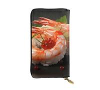 YYHWHJDE Pochette lunga in pelle di qualità con stampa di gamberetti giapponesi, progettata per ragazze e donne alla moda, elegante, 19 x 10,5 cm, Nero , Taglia unica