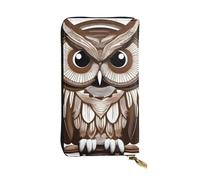 YYHWHJDE Pochette lunga in pelle di qualità con stampa di gufo in stile cartone animato, progettato per ragazze e donne alla moda, elegante, 19 x 10,5 cm, Nero , Taglia unica