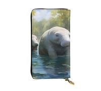 YYHWHJDE Pochette lunga in pelle di qualità con stampa di lamantini dell'India occidentale, progettata per ragazze e donne alla moda, elegante, 19 x 10,5 cm, Nero , Taglia unica