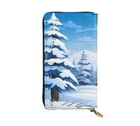 YYHWHJDE Pochette lunga in pelle di qualità con stampa di paesaggi invernali in stile cartone animato, progettato per ragazze e donne alla moda, elegante, 19 x 10,5 cm, Nero , Taglia unica