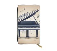 YYHWHJDE Pochette lunga in pelle di qualità con stampa di simboli musicali di pianoforte, progettata per ragazze e donne alla moda, elegante, 19 x 10,5 cm, Nero , Taglia unica