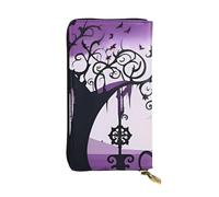 YYHWHJDE Pochette lunga in pelle di qualità con stampa gotica e spettrale viola, nera, progettata per ragazze e donne alla moda, elegante, 19 x 10,5 cm, Nero , Taglia unica