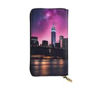 YYHWHJDE Pochette lunga in pelle di qualità con stampa New York Night Sky, progettata per ragazze e donne alla moda, elegante, 19 x 10,5 cm, Nero , Taglia unica